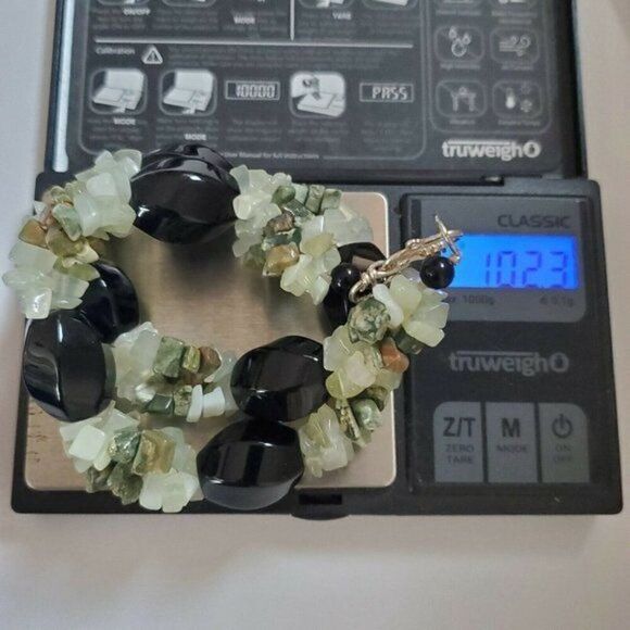 Ross-Simons Sterling Silver Chunky Bead Choker Necklace Jade Green Lace Agate - Picture 12 of 13